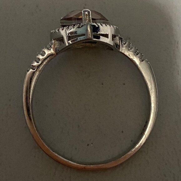 Ring Tourmaline Size 8 Pear-Shaped Tourmaline Stone 10mm x 8mm 38 CZ Cubic Zirco - Picture 9 of 15